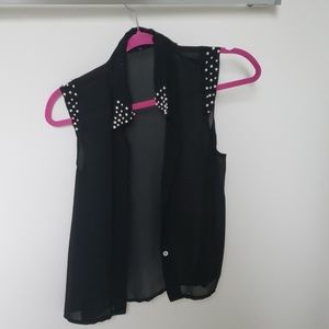 Black silver and pearl top